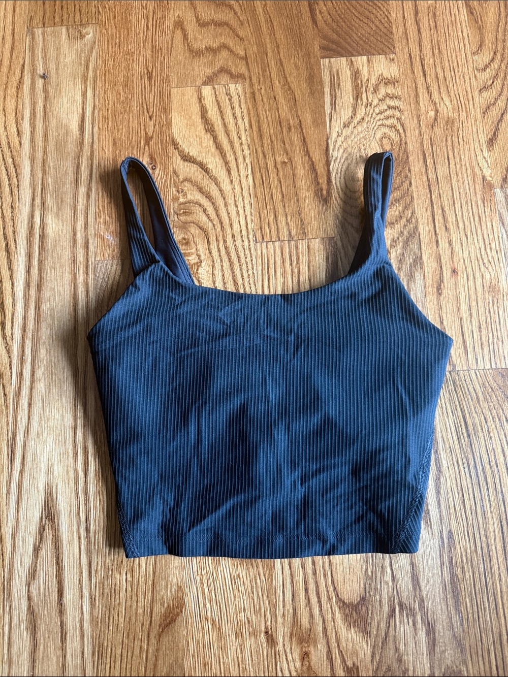 Old Navy Ribbed Square-Neck Tank Crop Top - Black With Built In Bra